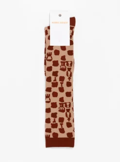 Chess Transparent Socks Rust Beige Gambit<Henrik Vibskov Sale