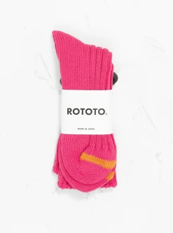 Chunky Ribbed Crew Socks Dark Pink<ROTOTO Discount
