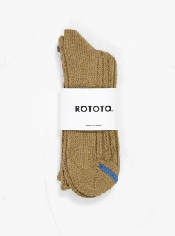 Chunky Ribbed Crew Socks Olive<ROTOTO Online