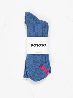 Chunky Ribbed Crew Socks Smalt Blue<ROTOTO Clearance