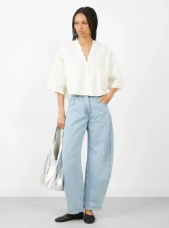Circle Hem V-Neck Top Papyrus<Modern Weaving Fashion