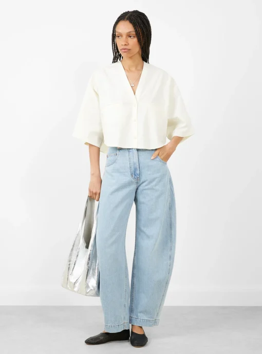 Circle Hem V-Neck Top Papyrus<Modern Weaving Fashion