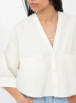 Circle Hem V-Neck Top Papyrus<Modern Weaving Fashion