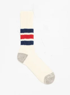 Coarse Ribbed Old School Socks Navy & Dark Red<ROTOTO Best