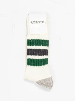 Coarse Ribbed Oldschool Socks Green & Charcoal<ROTOTO Discount