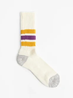 Coarse Ribbed Old School Socks Yellow & Purple<ROTOTO Outlet