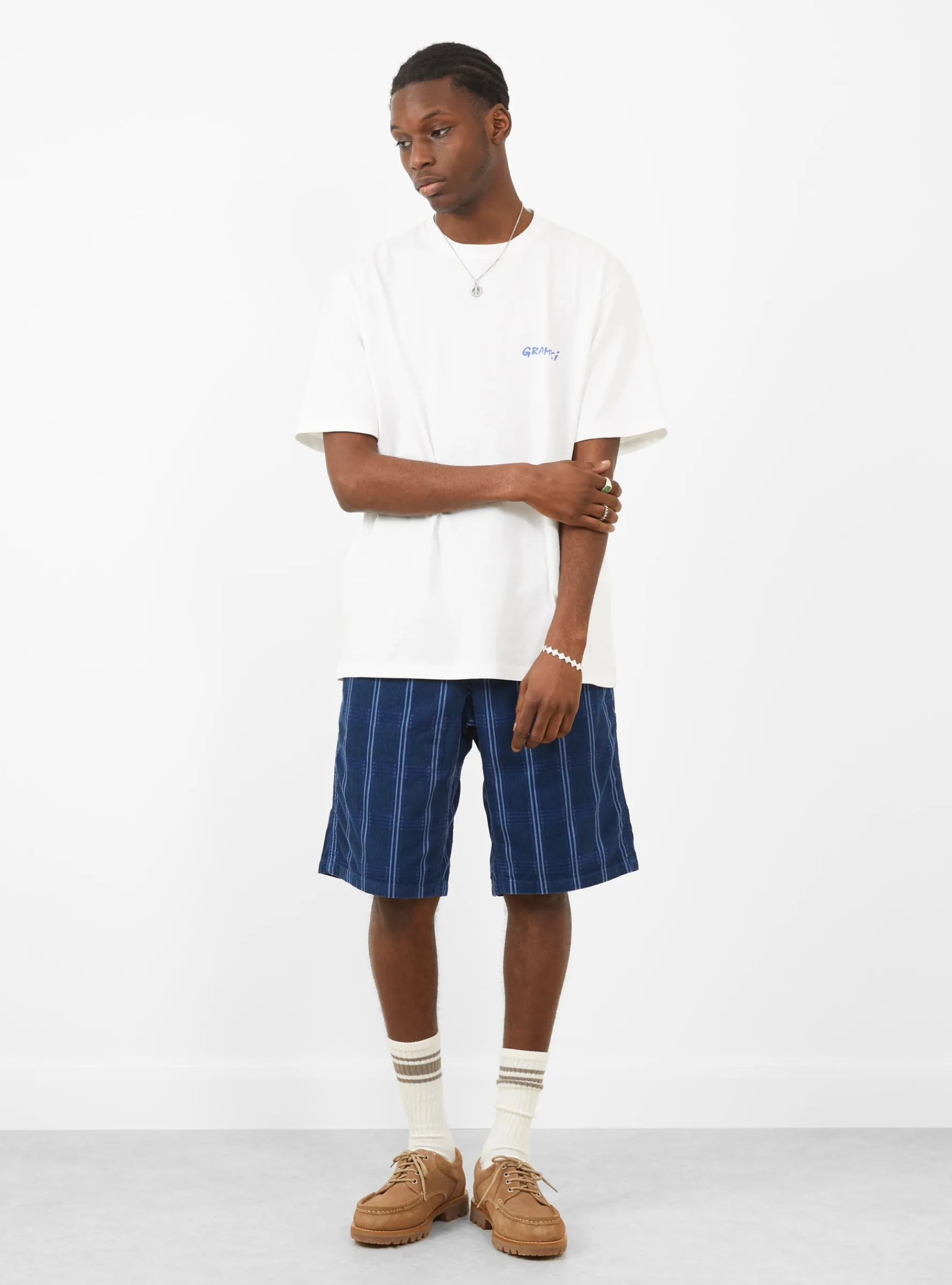 Corduroy Swell Short Navy Check<Gramicci Online