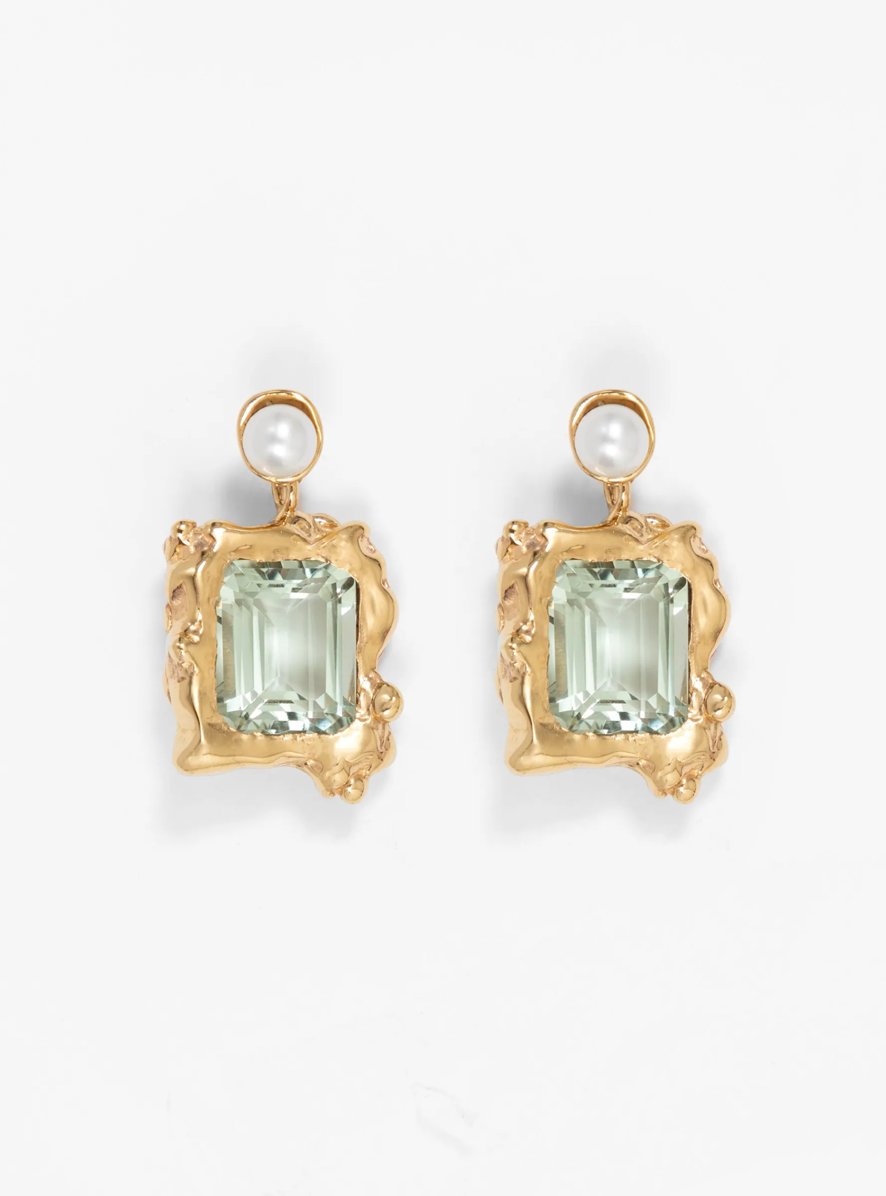 Cornice Green Amethyst Gold-Plated Bronze Drop Earrings<Faris Outlet