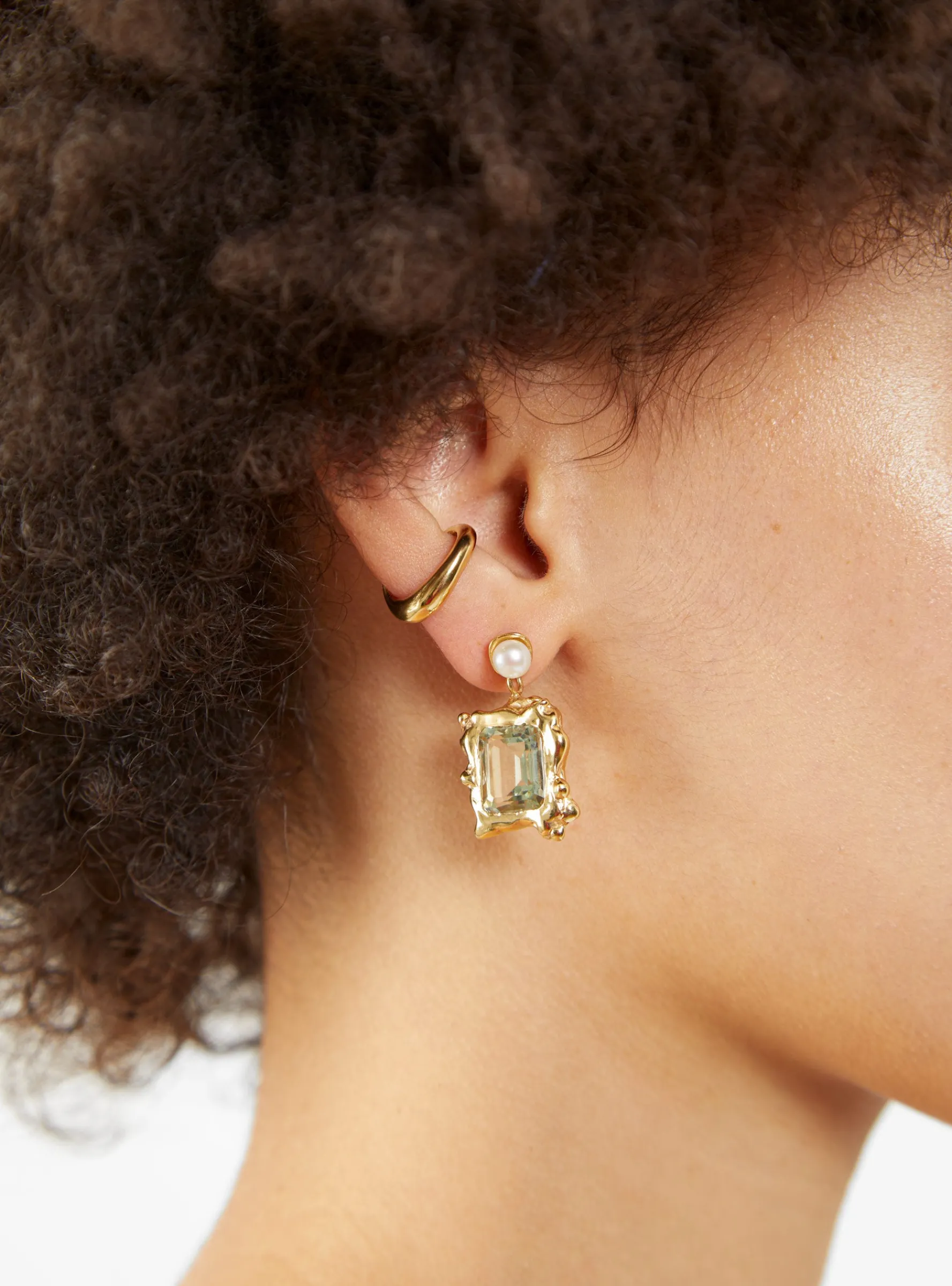 Cornice Green Amethyst Gold-Plated Bronze Drop Earrings<Faris Outlet
