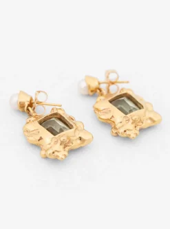 Cornice Green Amethyst Gold-Plated Bronze Drop Earrings<Faris Outlet