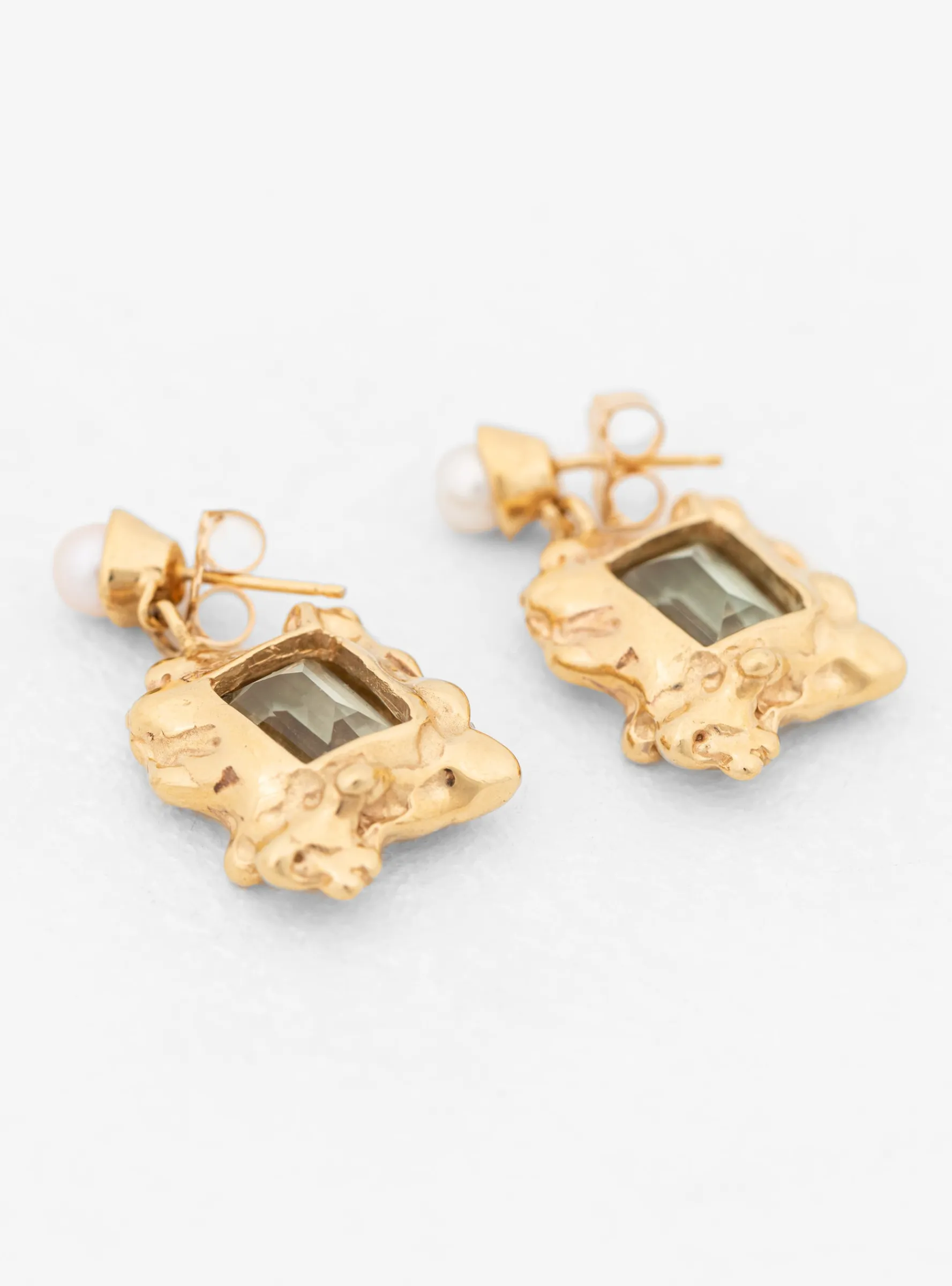 Cornice Green Amethyst Gold-Plated Bronze Drop Earrings<Faris Outlet