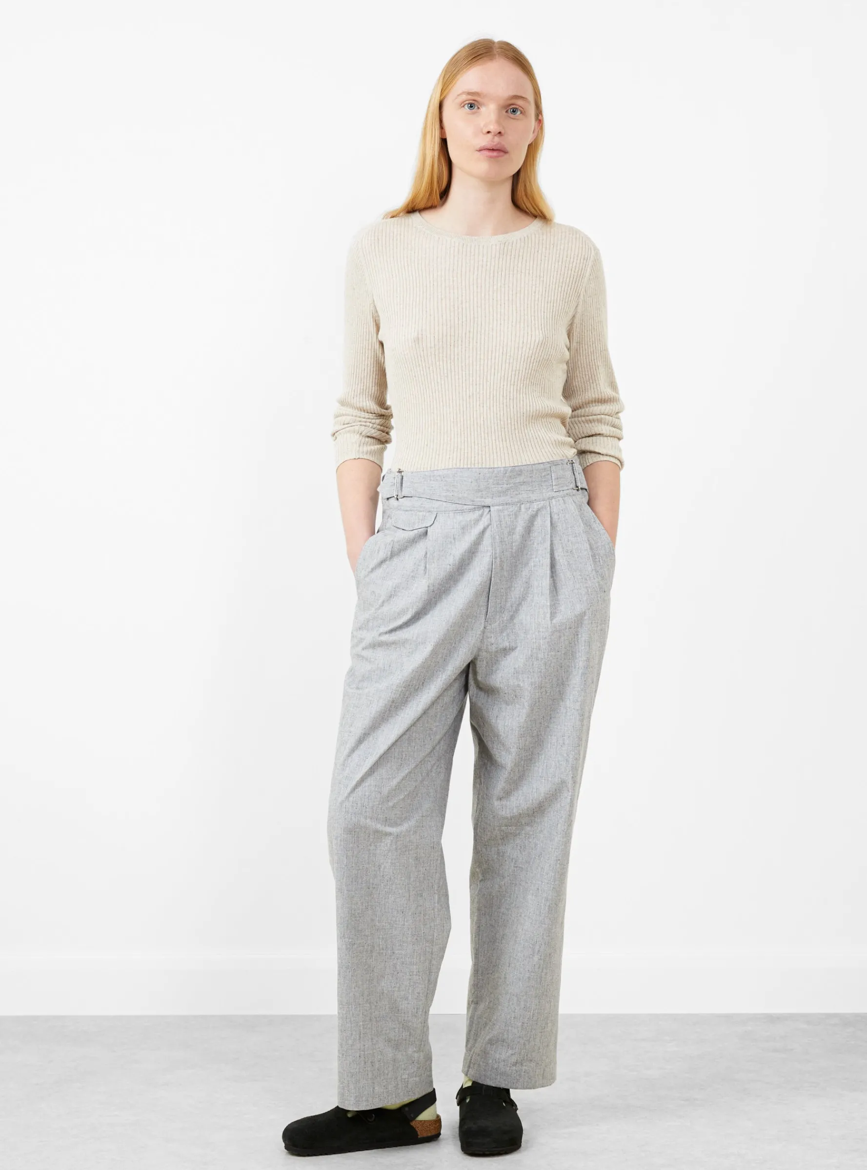 Cotton Buff Cloth Gurkha Pants Light Grey<nanamica Clearance