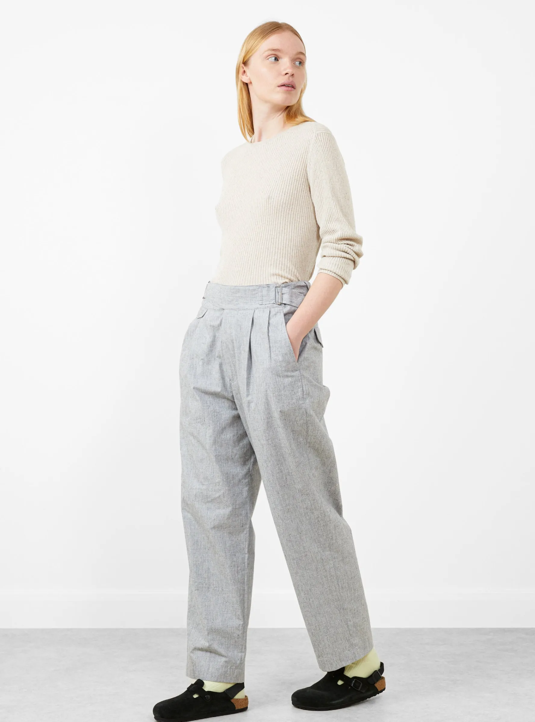 Cotton Buff Cloth Gurkha Pants Light Grey<nanamica Clearance