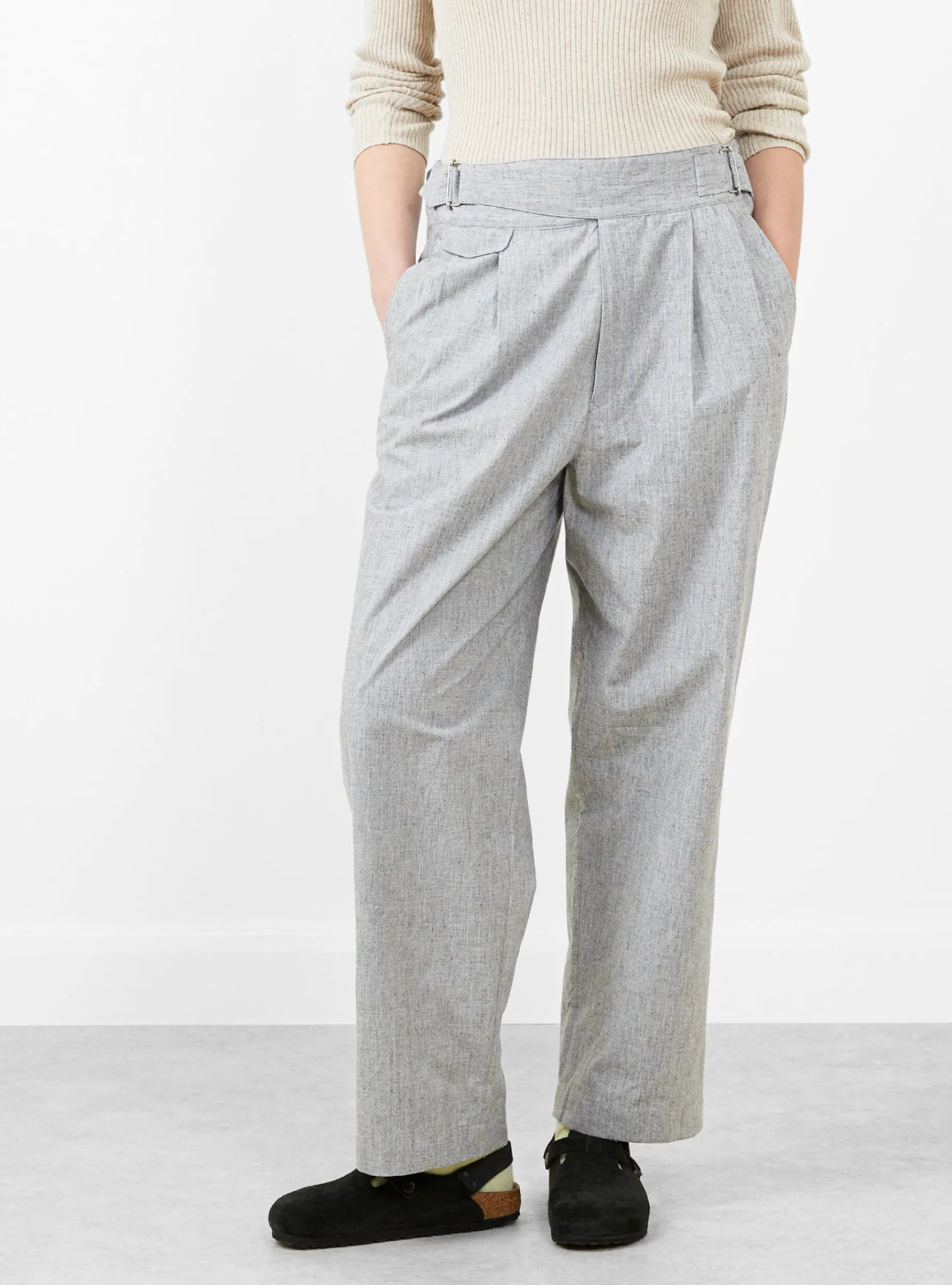 Cotton Buff Cloth Gurkha Pants Light Grey<nanamica Clearance