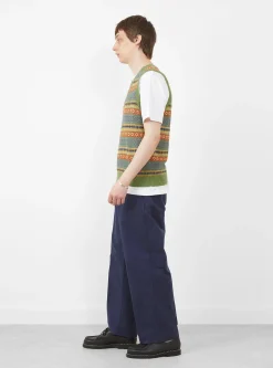 Cotton/Linen Vest Fair Isle Pattern<Beams Plus Hot