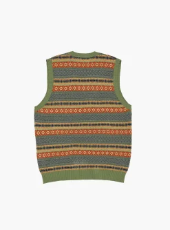 Cotton/Linen Vest Fair Isle Pattern<Beams Plus Hot