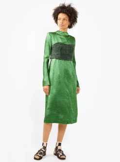 Crushed Satin Dress Light Green<TOGA PULLA Discount