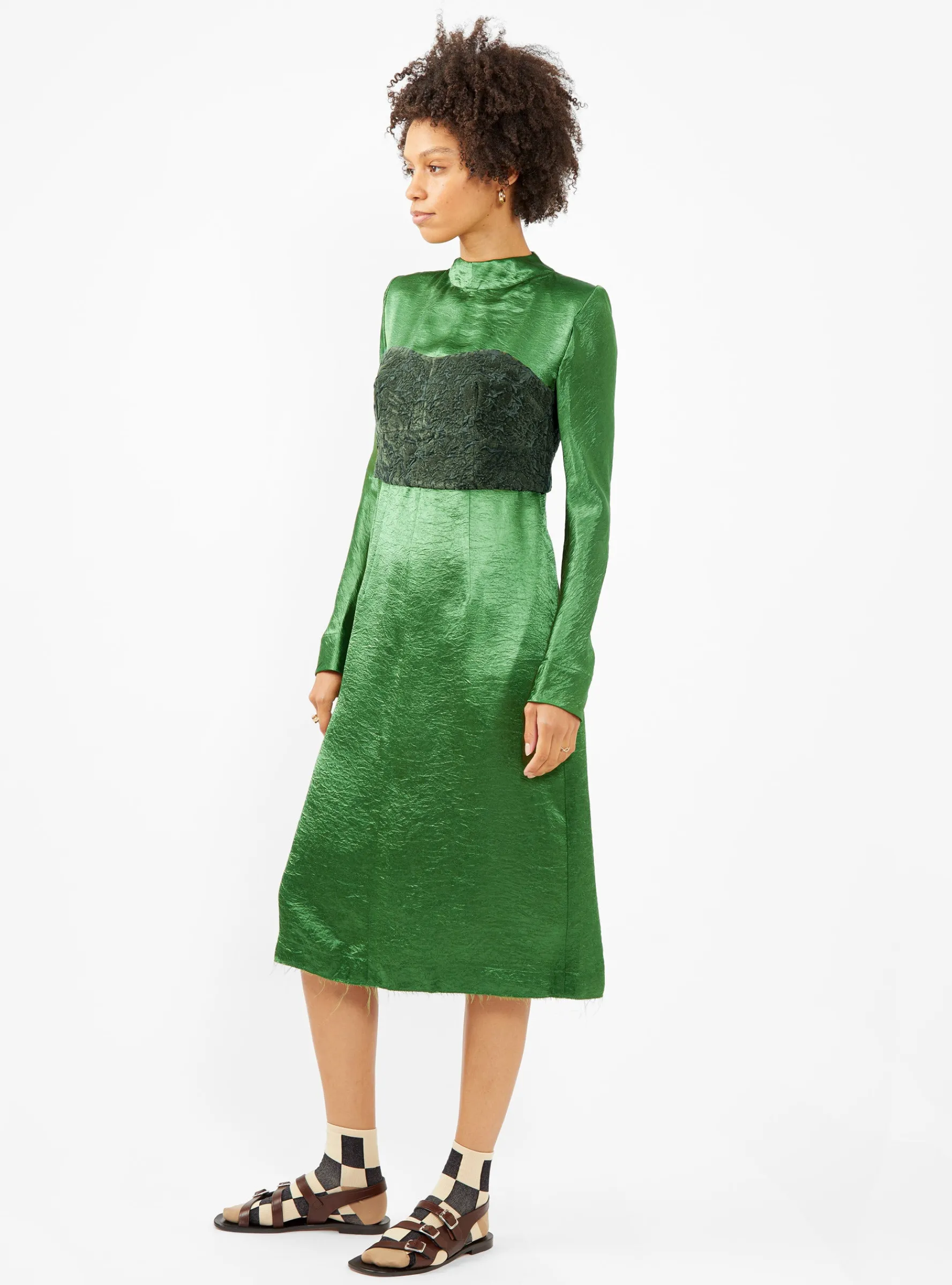 Crushed Satin Dress Light Green<TOGA PULLA Discount