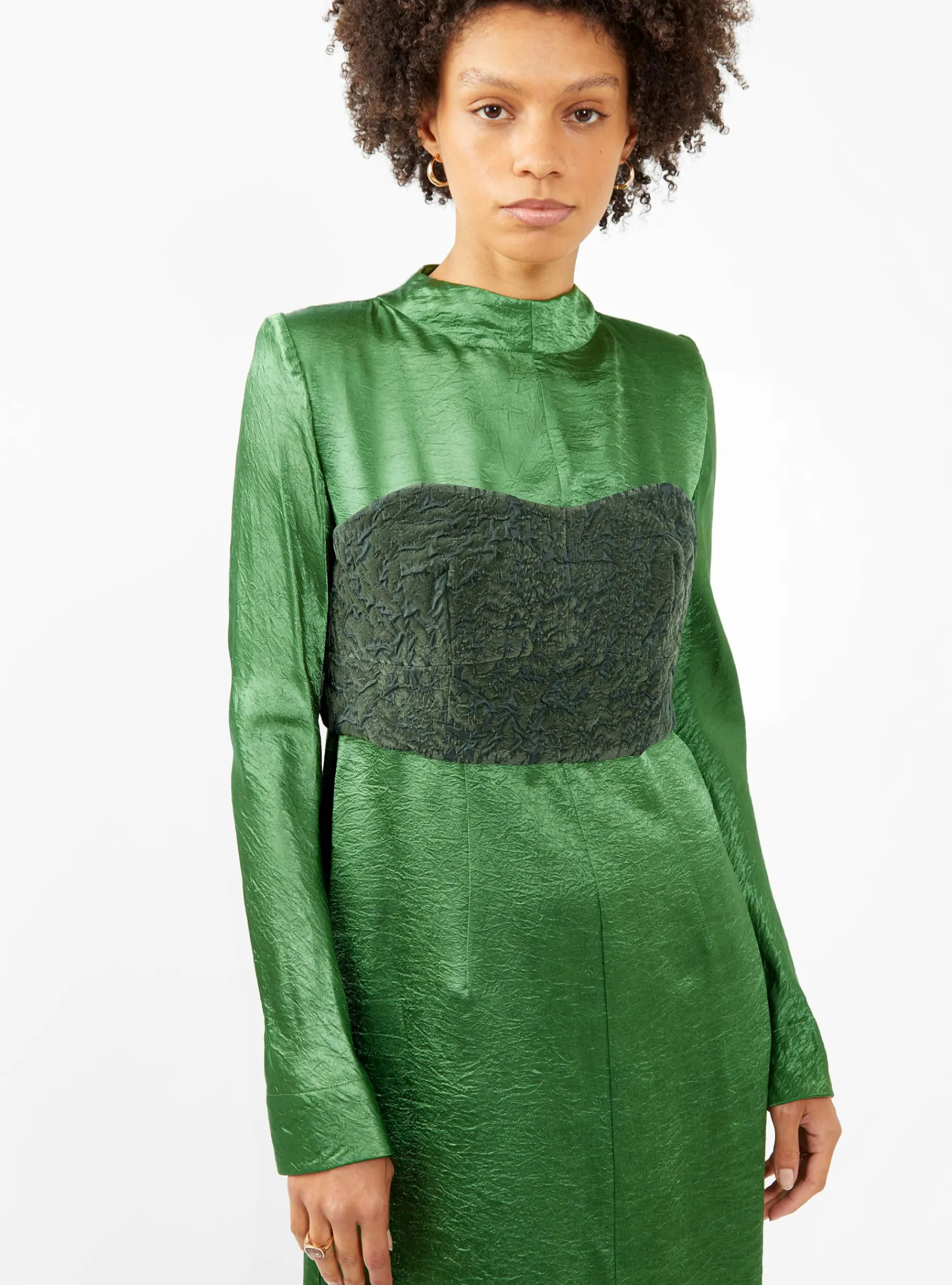 Crushed Satin Dress Light Green<TOGA PULLA Discount