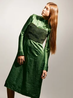Crushed Satin Dress Light Green<TOGA PULLA Discount