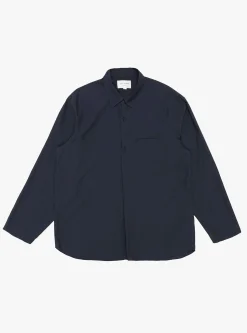 Cupro Mixed Pullover Shirt Navy<Still By Hand New