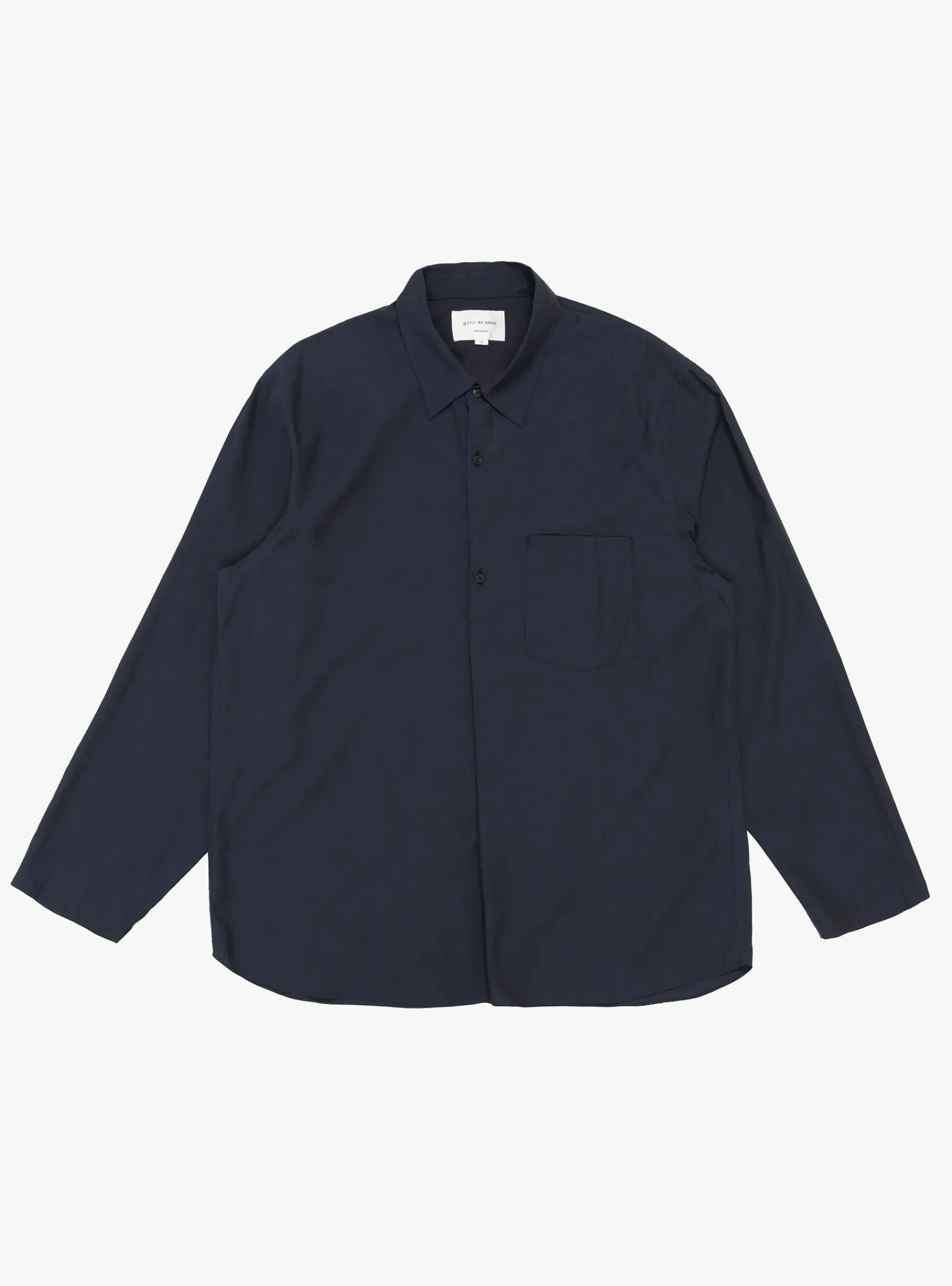 Cupro Mixed Pullover Shirt Navy<Still By Hand New
