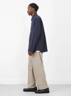 Cupro Mixed Pullover Shirt Navy<Still By Hand New