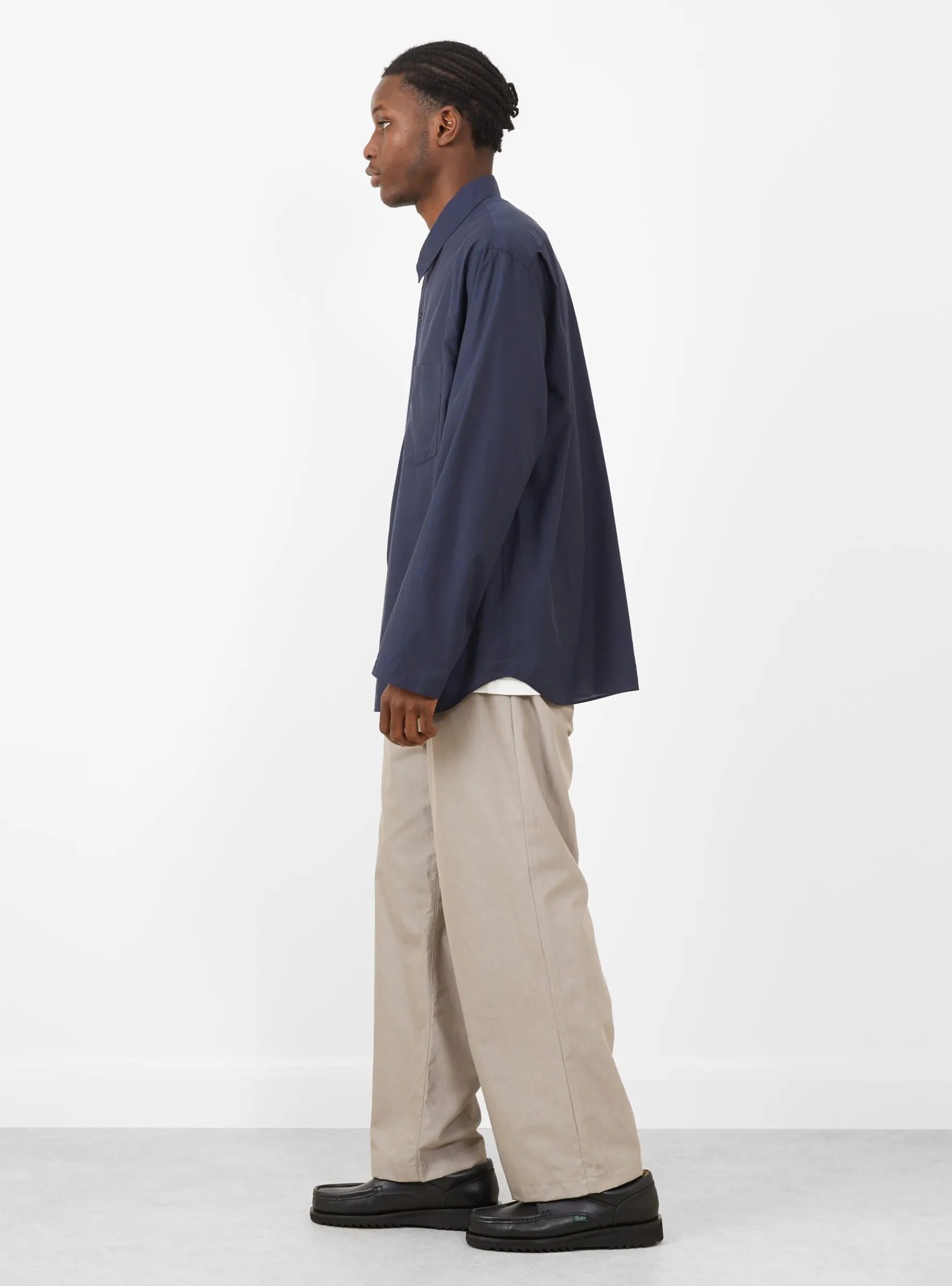 Cupro Mixed Pullover Shirt Navy<Still By Hand New