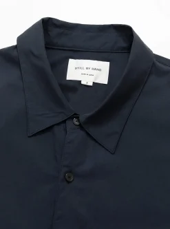 Cupro Mixed Pullover Shirt Navy<Still By Hand New