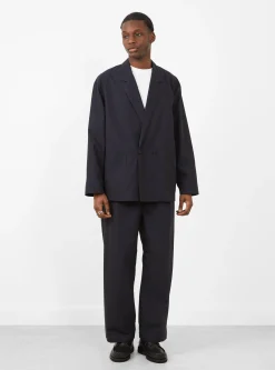 Cupro Mixed Straight Pants Dark Navy<Still By Hand Clearance
