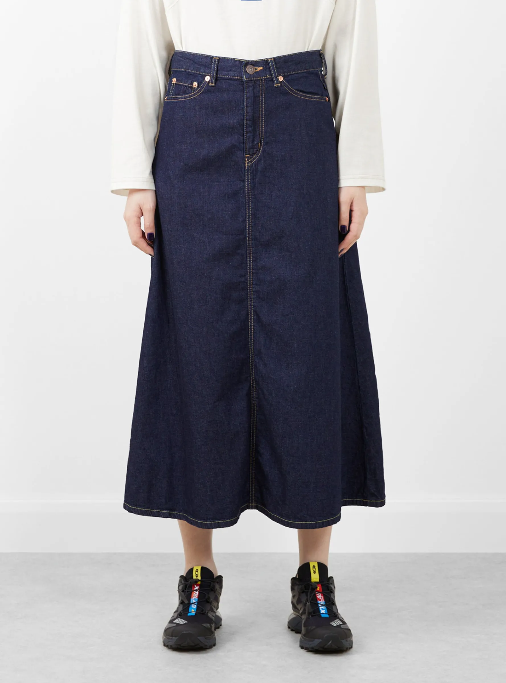 Denim 5-Pocket Maxi Skirt Blue Indigo<BEAMS BOY New