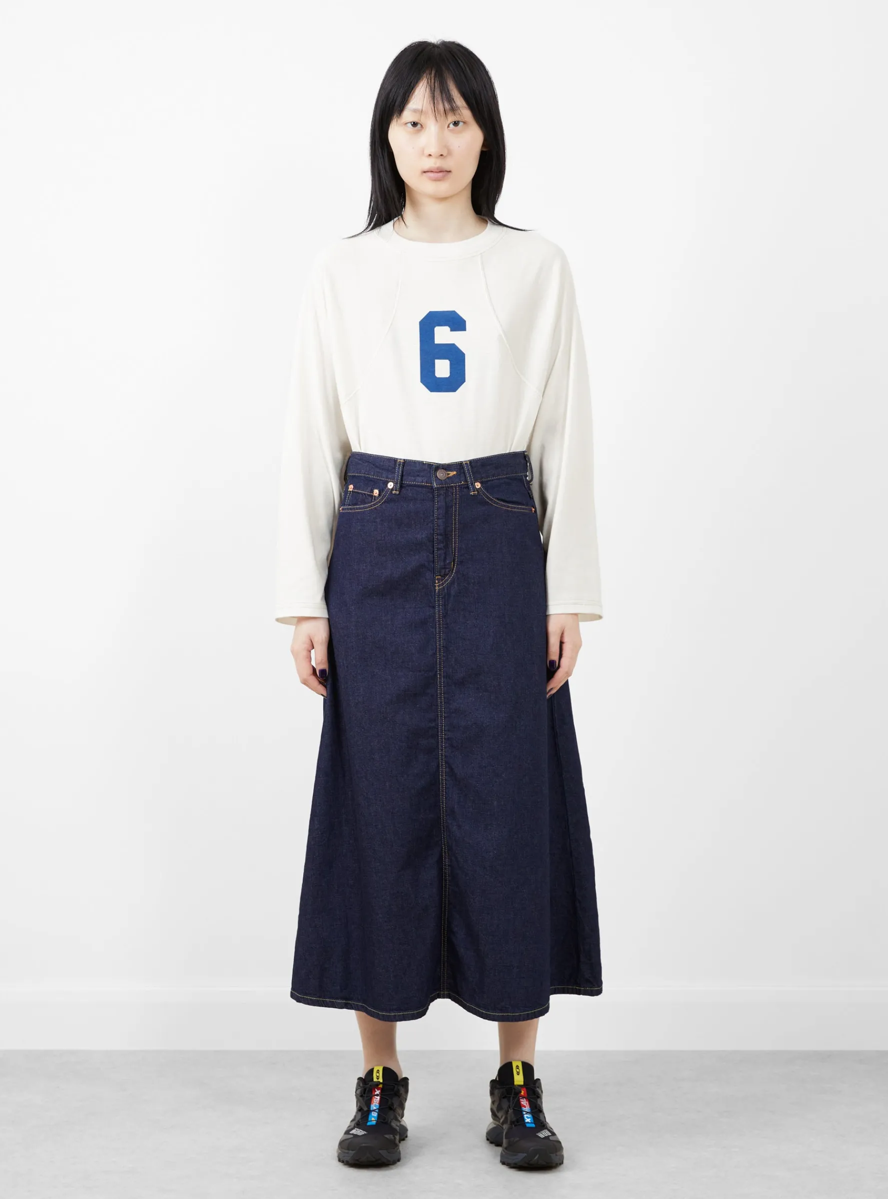 Denim 5-Pocket Maxi Skirt Blue Indigo<BEAMS BOY New
