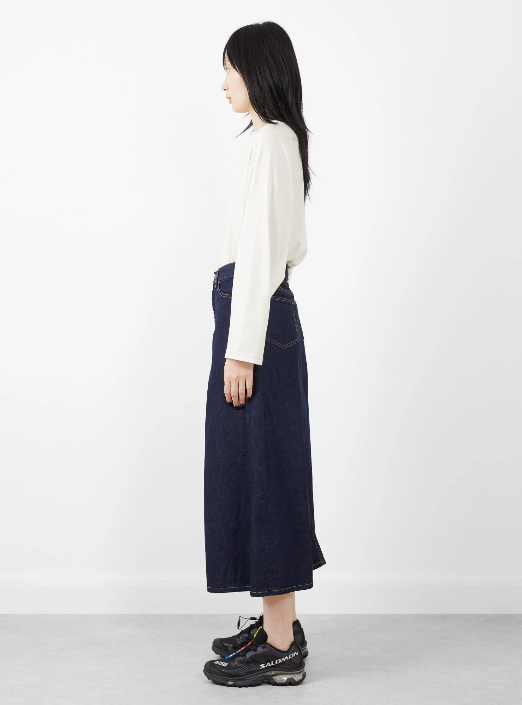 Denim 5-Pocket Maxi Skirt Blue Indigo<BEAMS BOY New