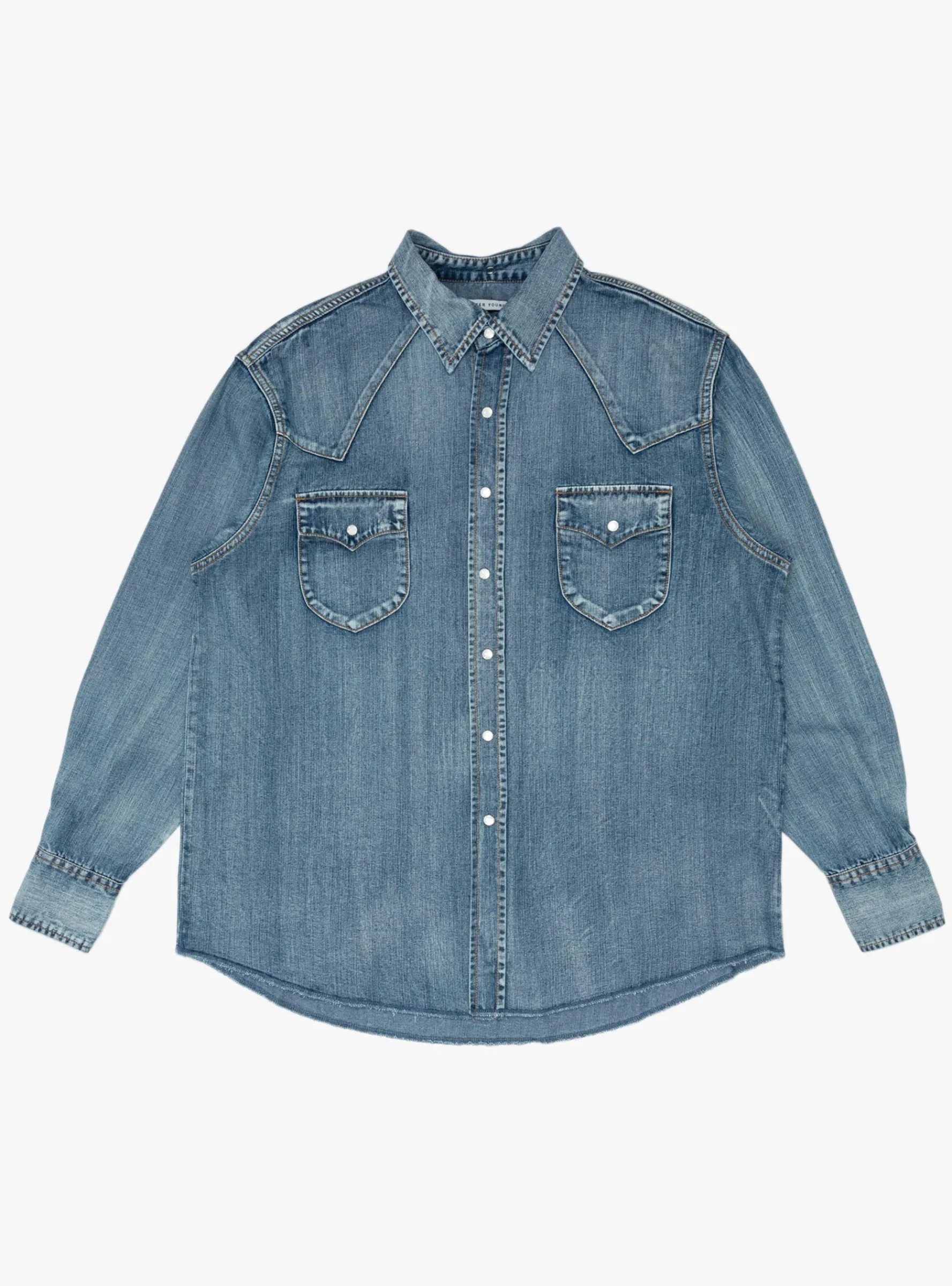 Denim Western Shirt Mid Indigo Wash<Carter Young New