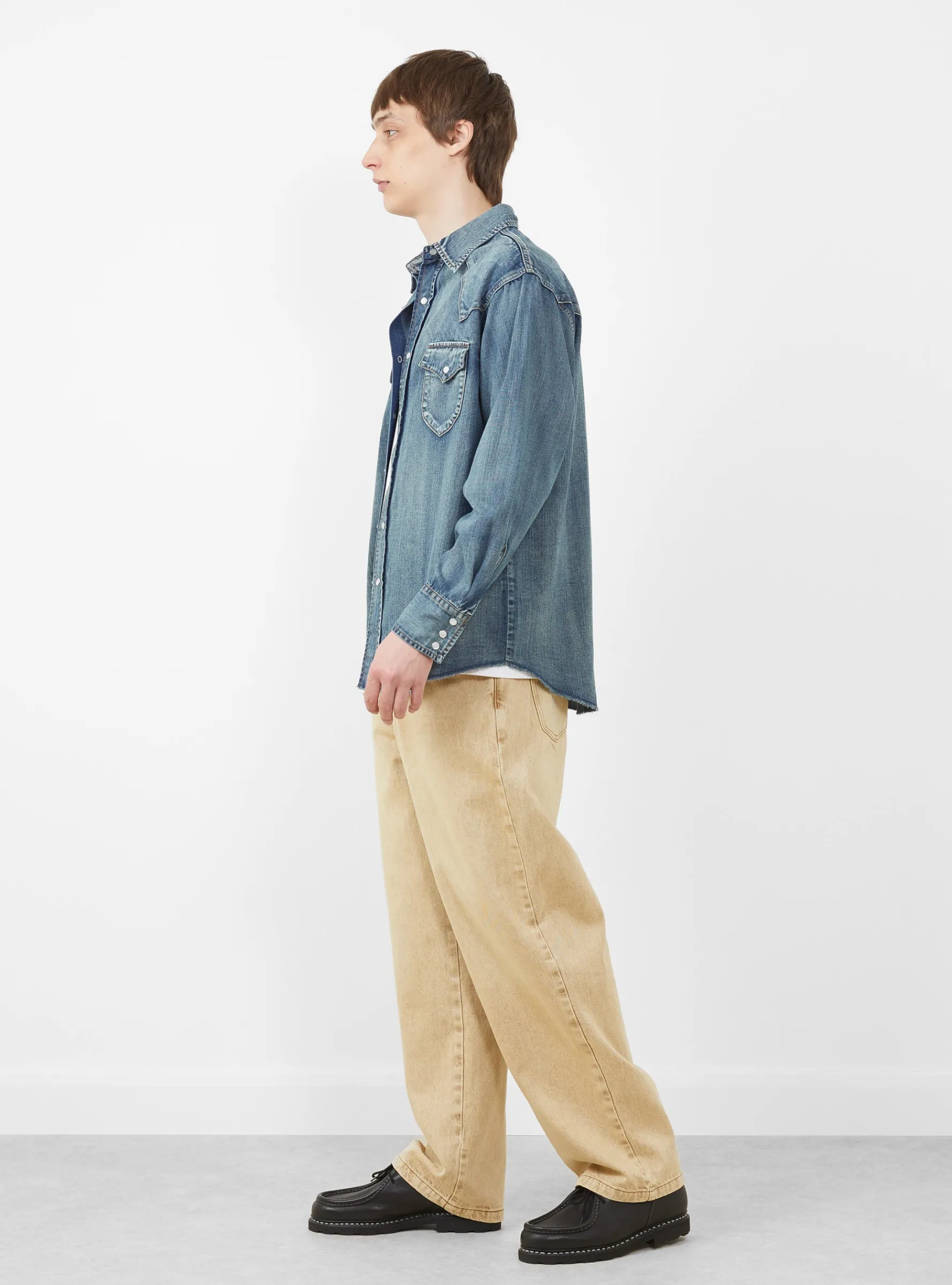 Denim Western Shirt Mid Indigo Wash<Carter Young New