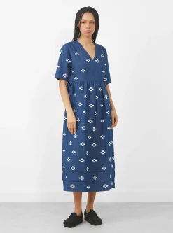 Detta Dress Embroidered Indigo<Sideline Fashion