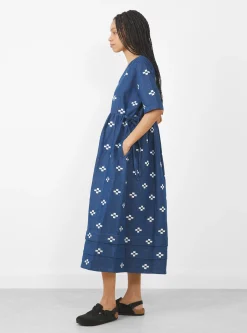 Detta Dress Embroidered Indigo<Sideline Fashion