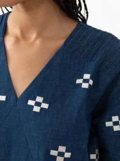 Detta Dress Embroidered Indigo<Sideline Fashion