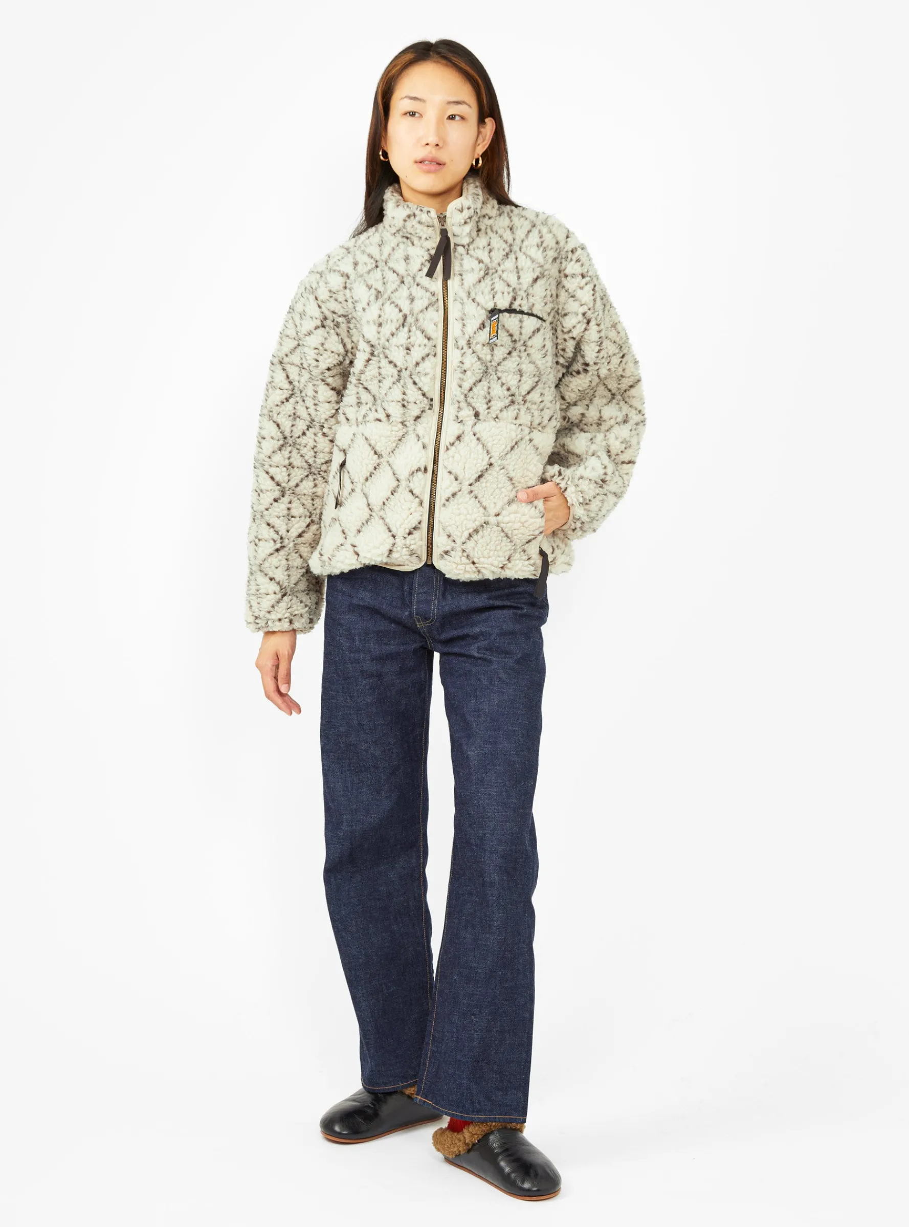 Do-Gi Sashiko Boa Fleece Reversible Jacket Ecru<Kapital Fashion