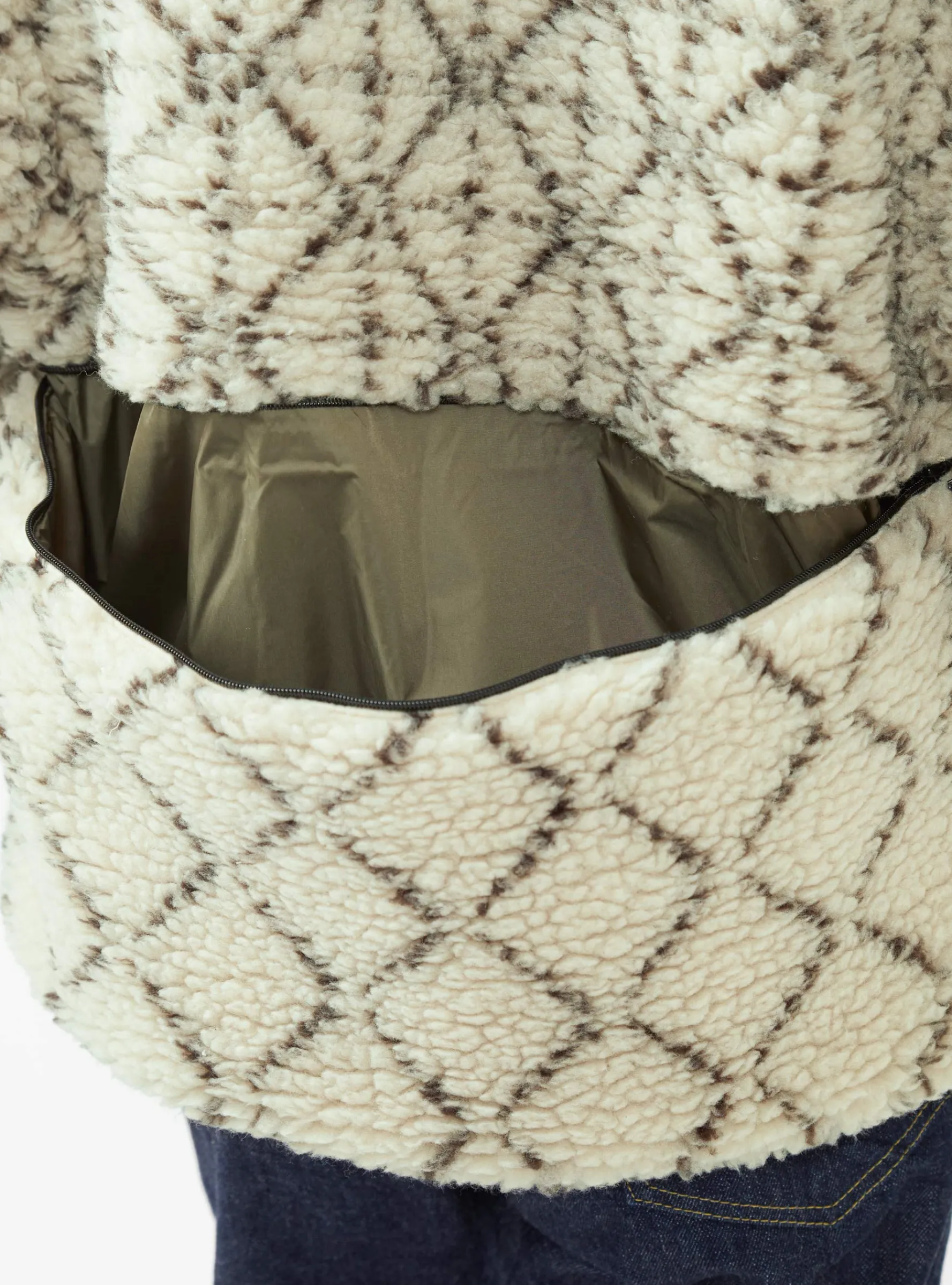 Do-Gi Sashiko Boa Fleece Reversible Jacket Ecru<Kapital Fashion