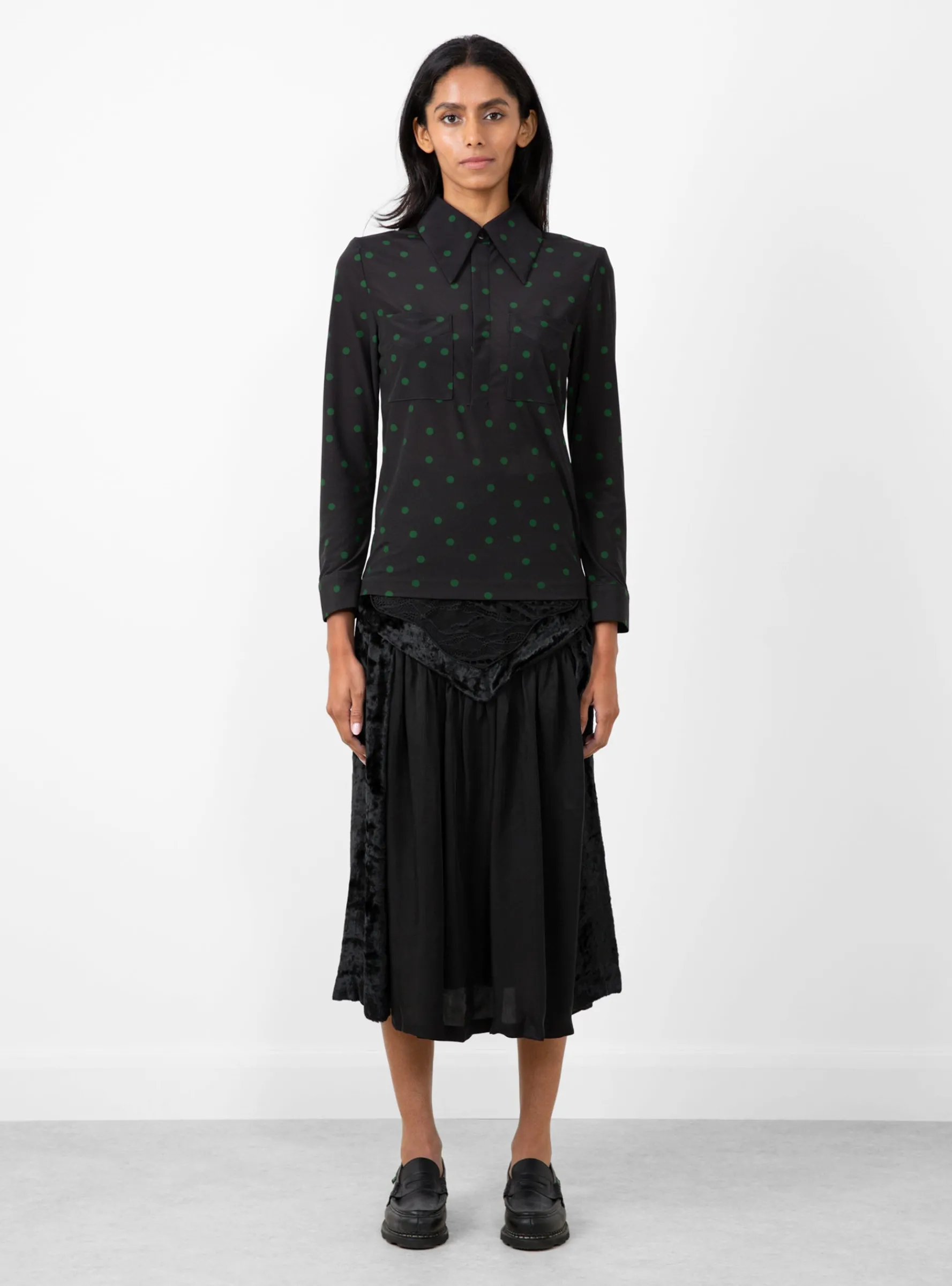 Dot Print Jersey L/S Black<TOGA PULLA Fashion