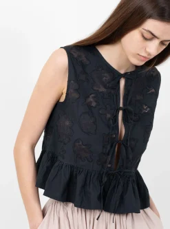 Dotty Embroidered Blouse Black<Bellerose New