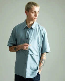 Double Pocket Shirt Blue Grey<Still By Hand New