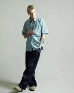 Double Pocket Shirt Blue Grey<Still By Hand New