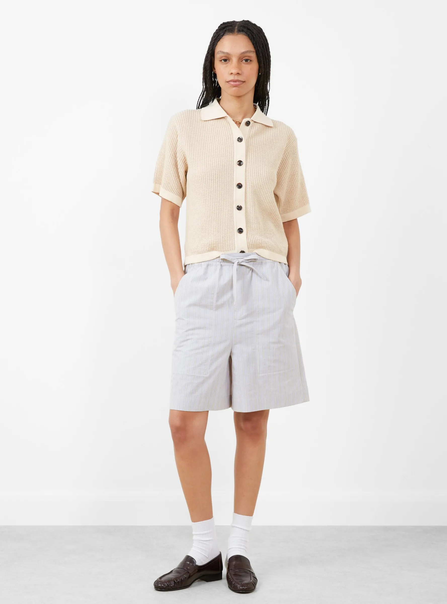 Emeric Shorts Gris Clair and Ecru<Soeur Sale