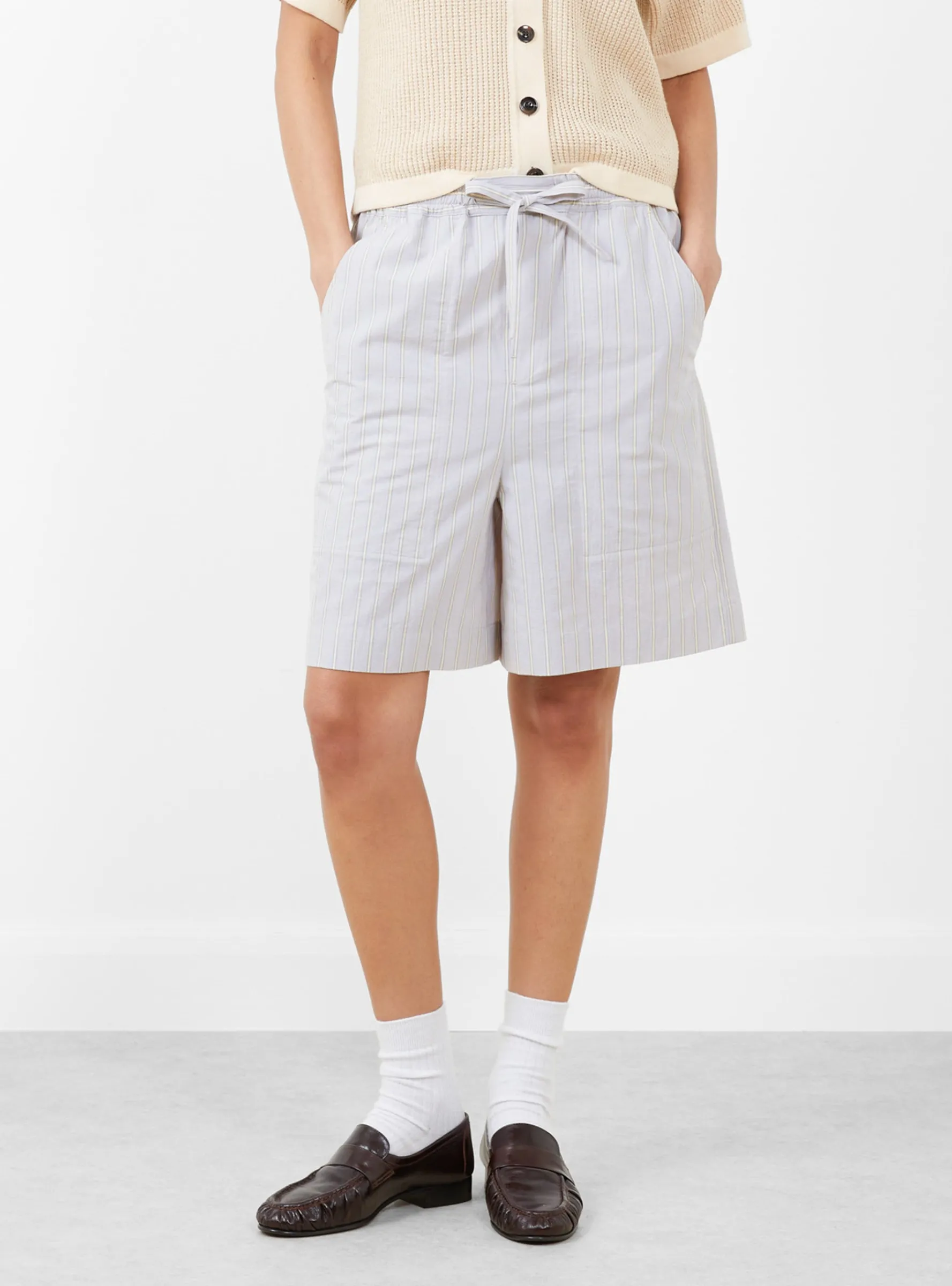 Emeric Shorts Gris Clair and Ecru<Soeur Sale
