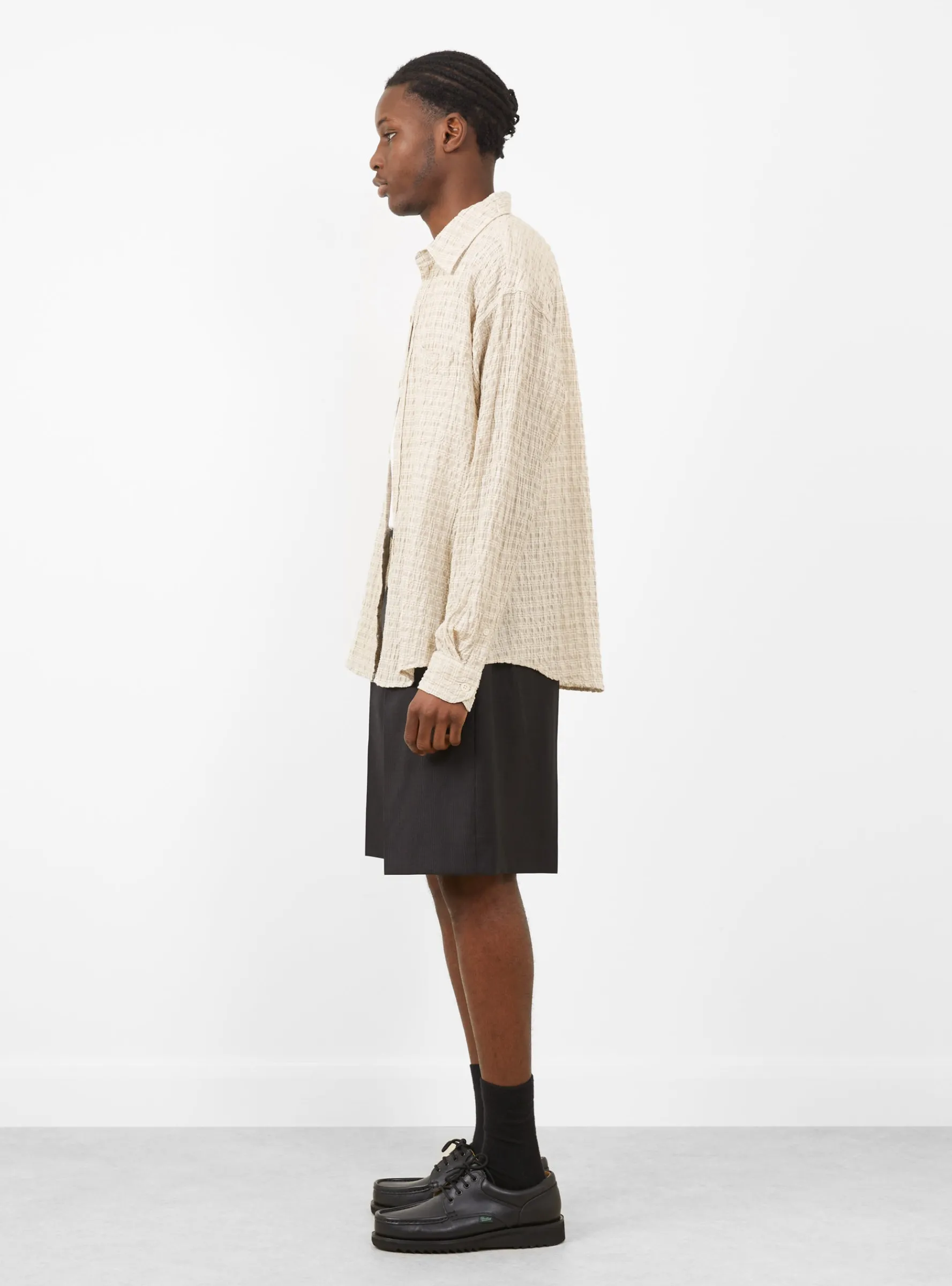 Executive Shirt Beige Structure Check<mfpen Fashion