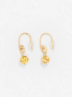 Faceted Stone Golden Citrine 9K Gold Earrings<Helena Rohner Hot