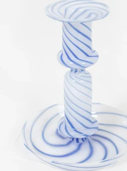 Flare Stripe Milk Medium Candle Holder Blue<Hay Outlet