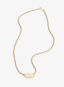 Flat Oval Gold Plated Pendant and Miyuki Chain Olive<Helena Rohner New